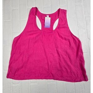 Stars Above Pink Linen Blend PJ Top XL